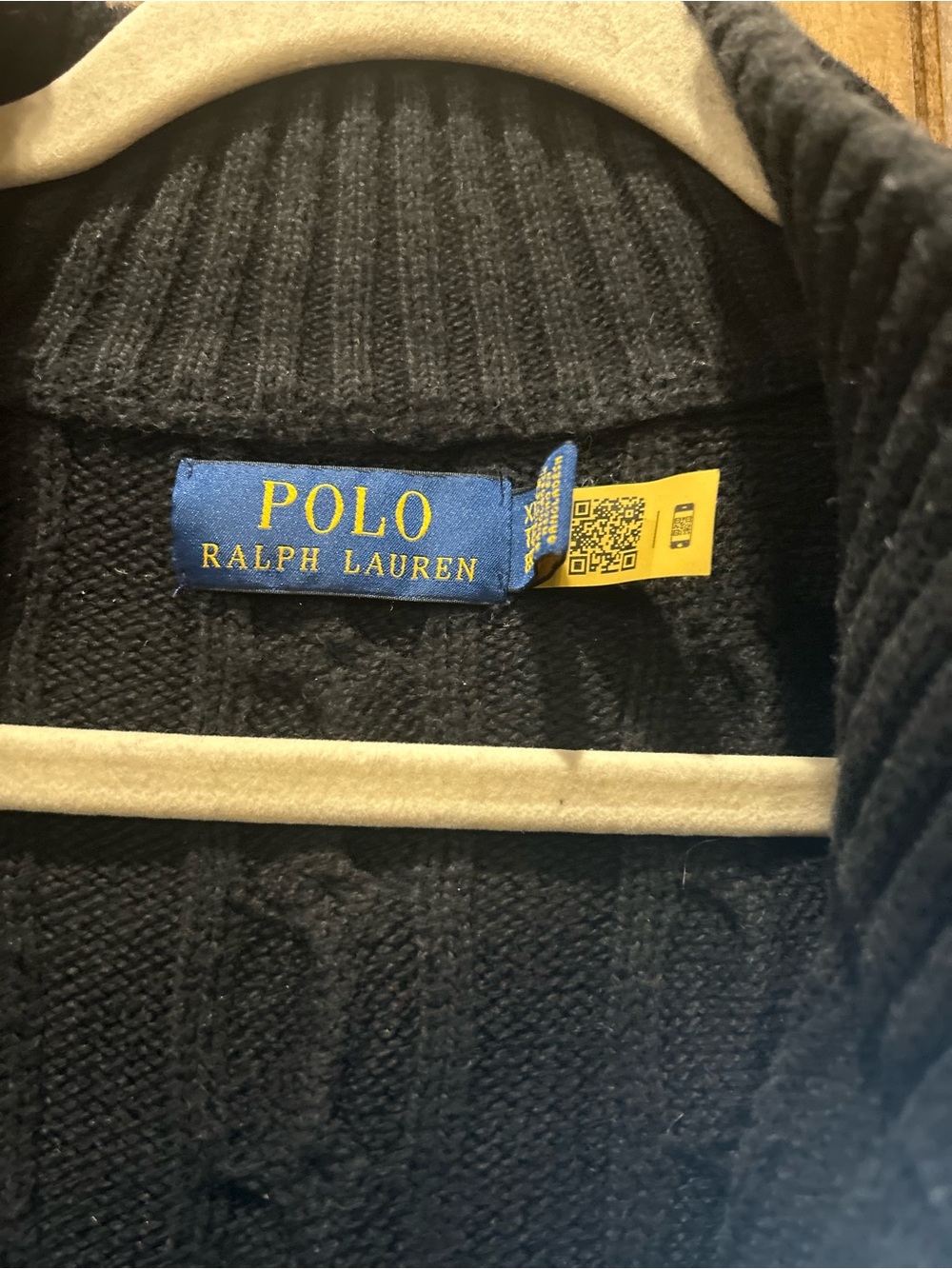 Polo by Ralph Lauren Black Cable-Knit Quarter-Zip Sweater with Red Pony XXL - Picture 7 of 9